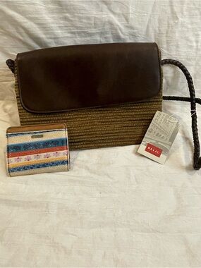 Vintage Relic Frankie Brown Textured Shoulder Bag & Floral Wallet Lot NWT